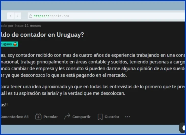¿Sueldo de contador en Uruguay? - Reddit?